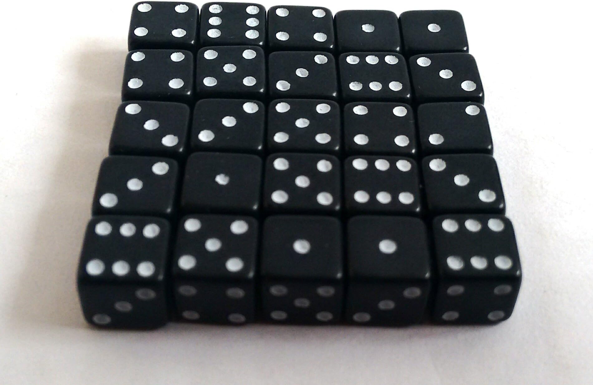 Black 7mm D6 Opaque x25 Dice