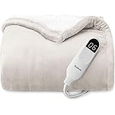 Bedsure Heated Blanket Throw Blanket - Fast Heating Electric Blanket, Soft Flannel Heated Throw with 4 Time Settings, 6 Heating Settings, Warm Gifts for Grandma (50x60 inches, Cream)