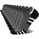 COOVAN Mens 12 Pack Athletic Ankle Socks, Mens Cushioned Comfortable Low Cut Sock 12 Pairs
