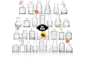 ROLLSCERAY Bud Vases in Bulk 30, Glass Vases for Centerpieces, Small Vases for Flowers, Small Flower Vases for Centerpieces, 