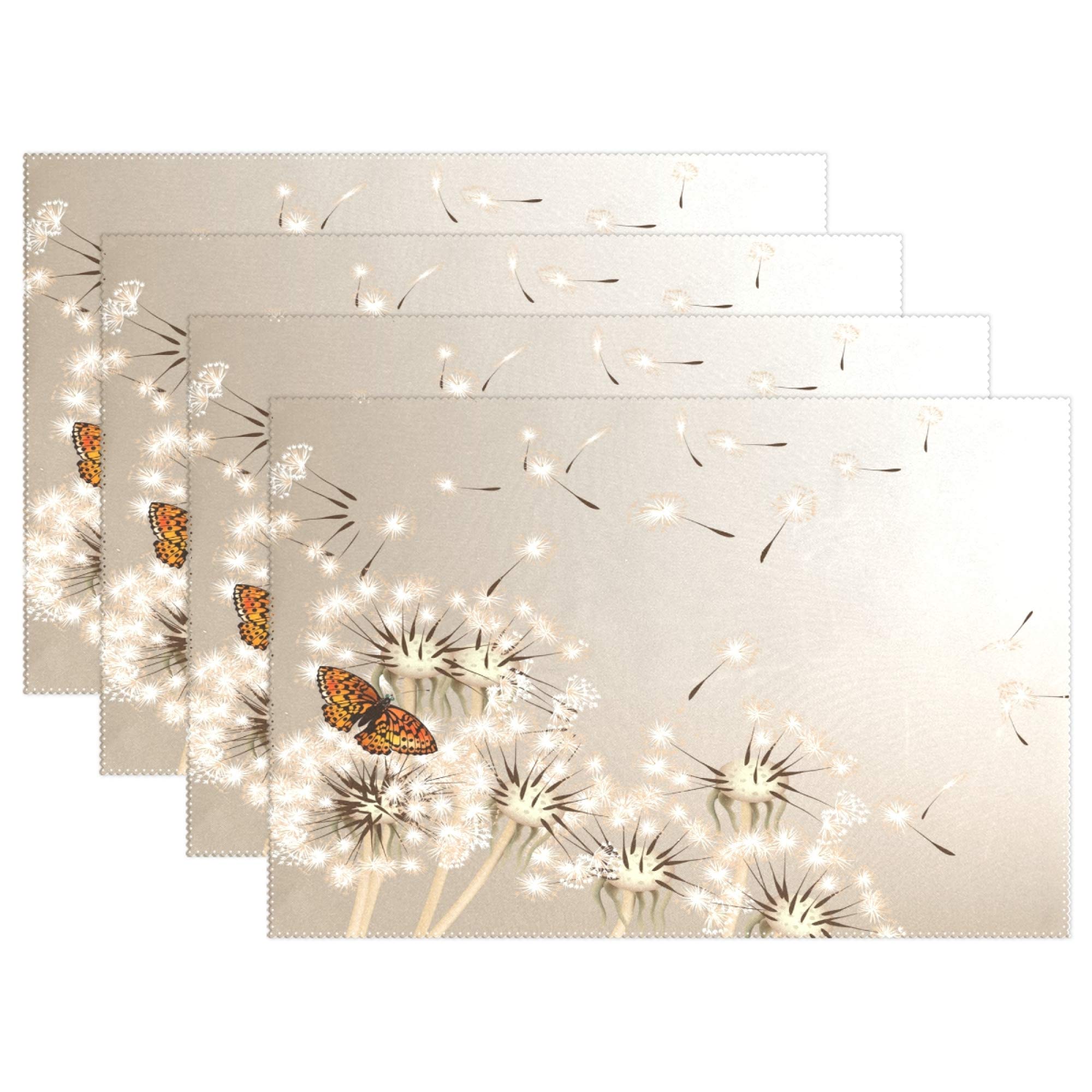 FFY Go Placemats Dandelion Butterfly Place Mats Dining Table Mats Christmas Decoration 4pcs