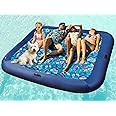 FindUWill Oversized Pool Float Lounge, 72" X 37" Extra Large Fabric-Covered Pool Floats for Adults, Inflatable Contour Lounger with Headrest Ultra-Comfort Cooling Pool Raft (XL, Monstera)