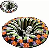 3D Halloween Rug,Candy Corn Abyss Quilted Round Mat,Halloween Optical Illusion Carpet,Modern Home Decor with Eerie Depth（24inches）
