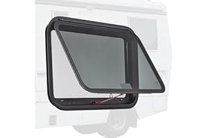 AUSUM MOTOR RV Exit Window 30"W x 22"H RV Door Window Tinted RV Window with Net Screen, Trim Ring RV Window Replacement for 1-5/8" to 1-7/8" Thick Walls, Camper Window for Cargo Trailer Camper, DOT Approved
