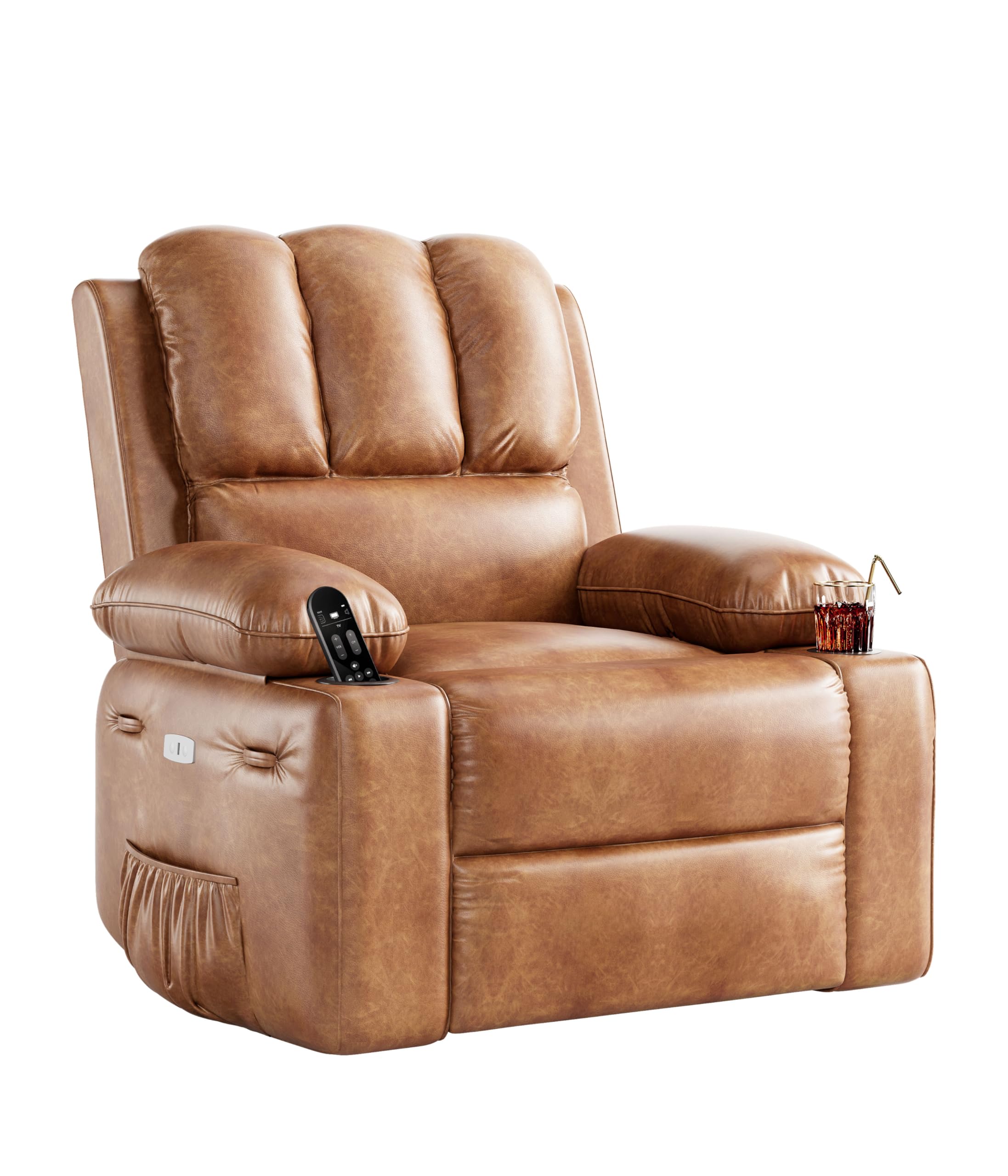 Photo 1 of ***PARTIAL SET***NO RETURN****GarveeHome Recliner Chair, 360° Swivel Rocker Recliners with Heat & Massage, Soft Lazy Boy Recliner Chair with 2 Cup Holders and Side Pocket for Living Room Bedrooms and Nurseries (Coffee, Regular)