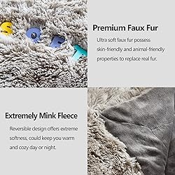 GONAAP Fuzzy Faux Fur Throw Blanket Frosty Grey