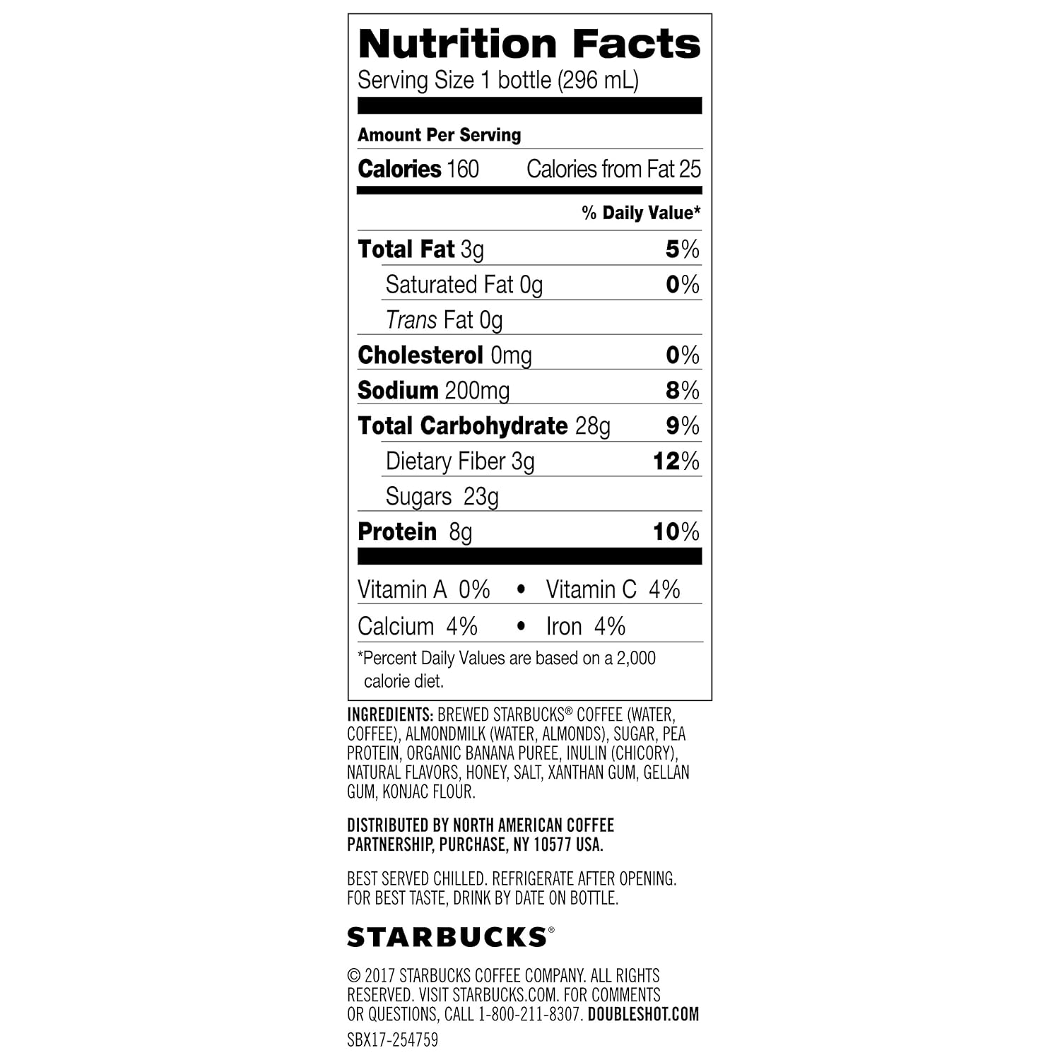 Starbucks Almond Milk Nutrition Runners High Nutrition