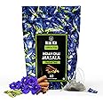 BLUE TEA - Indian Chai Masala Tea - 60 Count | Butterfly Pea Flower Tea | Pyramid Plant Based Tea Bag | DETOX TEA | Ginger, Cardamom, Cinnamon | Herbal Tea - Non-GMO - Caffeine Free | Ziplock Pack