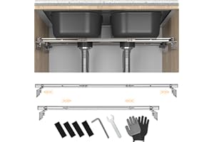 Undermount Sink Brackets Stainless Steel Undermount Kitchen Support, Adjustable Sinks Brackets Upgraded with Enhanced Stabili
