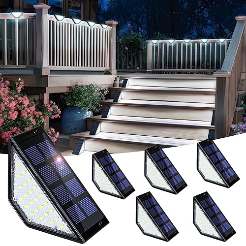 Solpex Solar Step Lights - Outdoor Waterproof IP65, Fence & Stair Lights for Deck, Balcony, Wall, Patio & Pathway (6 Pack, Cold White, Black)