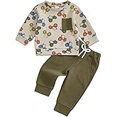 Fufuriprefer Toddler Baby Boy Fall Clothes Waffle Outfit Long Sleeve Color Blocking Sweatshirt Pullover Jogger Pant Set