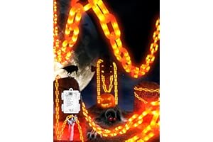 FLACCHI Halloween Decorations Battery String Lights - 10 Ft 160 LED Plastic Chain String Lights with Waterproof, 8 Lighting Modes and Timer Function (Orange)