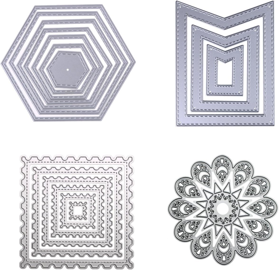 Dies Cut Cutting Die Nesting for Cards Making Scrapbooking Metal Stencils Wreath Sunflower Wavy Stitched Square Hexagon Sunflower Embossing for DIY Photo Album Decorative Embossing DIY Paper(Set 8)