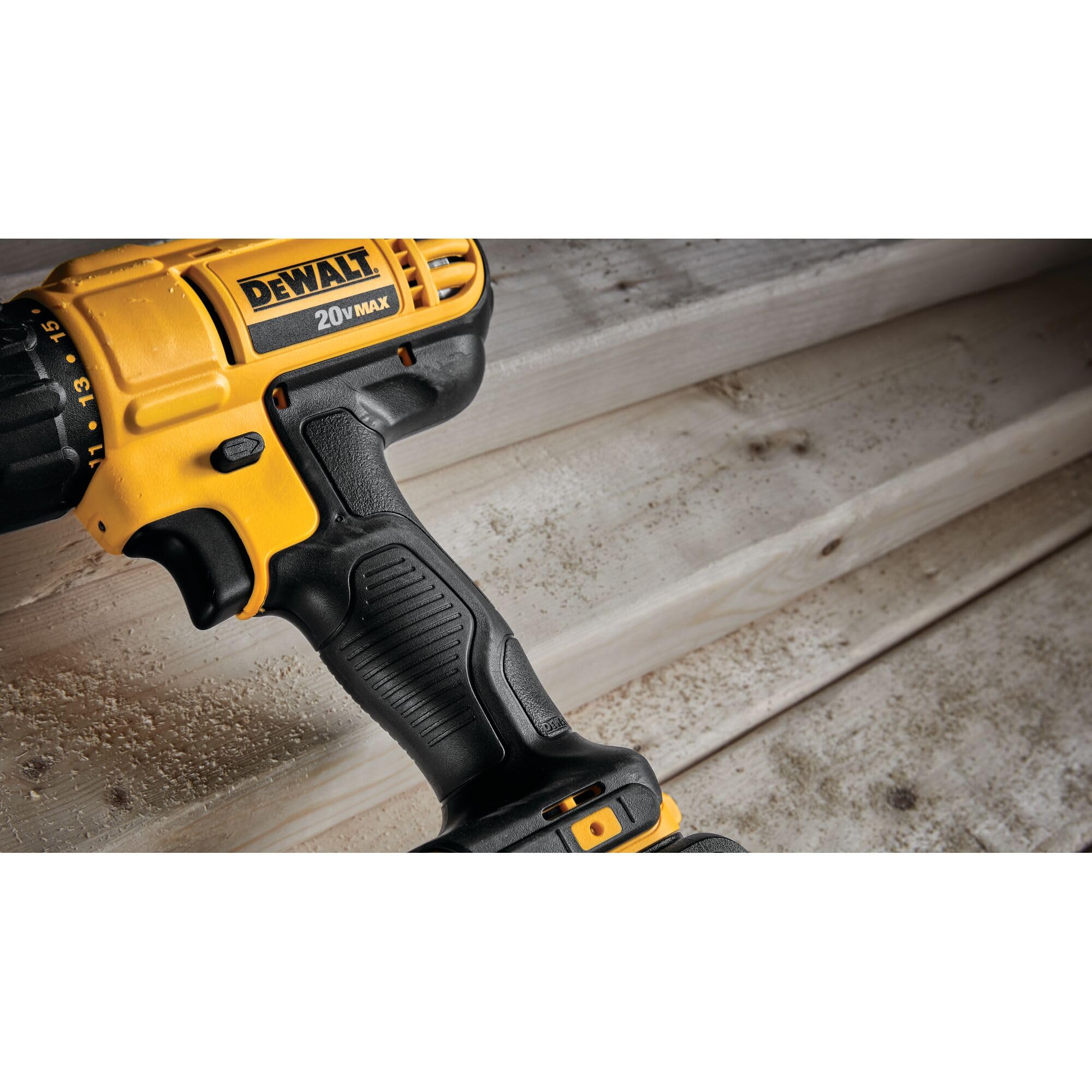 DEWALT 20V Max Cordless Drill Driver Set, 2 Speed, High Performance Motor, Includes 2 XR 1.3Ah Li-Ion Batteries, Charger and Contractor Bag (DCD771C2)