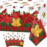 YJZCP 4 Pack Xmas Tablecloth Red and Green Checkered Table Covers Christmas Buffalo Plaid Table Cover for New Year Party Holiday Theme Party Christmas Party Supply 51X86IN