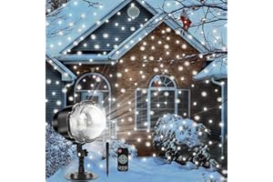 Borelor Snowfall LED Lights IP65 Waterproof Mini Christmas Snowflake Projector Lamp Indoor Outdoor New Year Decoration Light with RF Remote & Timer(High Brightness)