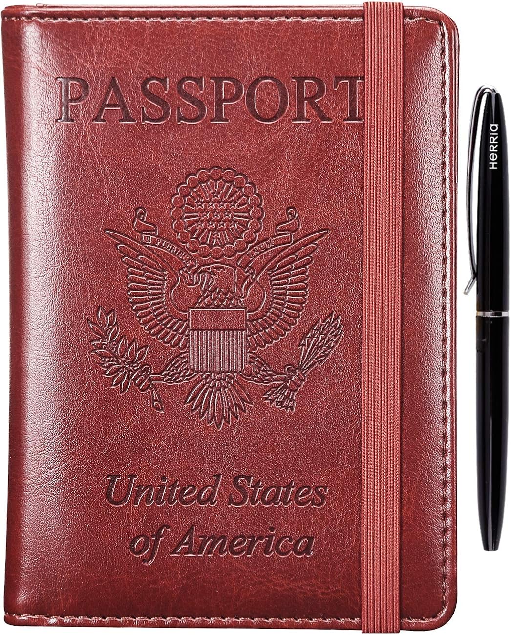  | HERRIAT Leather Passport Holder Cover Case RFID Blocking Travel Wallets Card Case for Women Men(Rose Gold) | Passport Covers