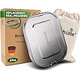Blockhütte Stainless Steel Lunch Box for Adults I 47oz I Bento Box 3 Compartments with free Sealing, Leak-Proof Container, Metal Lunchbox for Travel, Work, Eco-Friendly Meal Storage Solution