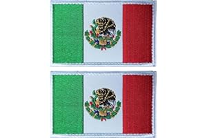 EmWoot 2PCS Mexican Mexico Flag Patch Embroidered Morale Patch Military Tactical Patches Hook and Loop(Mexican 02)