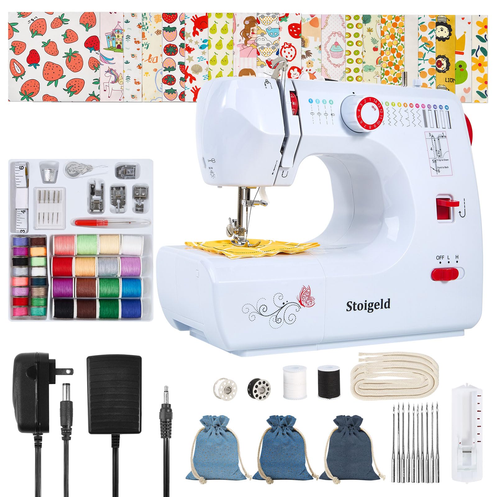 View 1 of *USED*
Sewing Machine for Beginners with 20 Pcs Fabric and 32 Pcs Sewing Threads Kit,Portable Sewing Machine with 12 Built-in Stitches,2 Speed(High-Low Speeds) (Red)