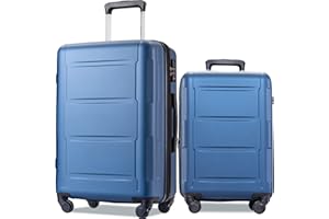 Merax Luggage Sets 2 Piece Suitcase Set 20/28,Carry on Luggage Airline Approved,Hard Case with Spinner Wheels,Dark Blue