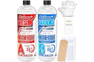 MULOEN 64oz Epoxy Resin Kit- Crystal Clear Epoxy Resins Kit No Yellowing & No Bubble for Art DIY Jewelry Resin Craft Desktop Coating Casting