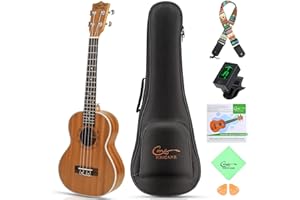 Hricane Ukulele Soprano 21inch Professional Ukeleles For Beginners Adults, Sapele Hawaiian Ukele UKS-1 with Gig Bag,Digital Tuner,Strap 4 Strings Set,Pick,Cleaning Cloth