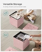 SONGMICS Storage Ottoman Foldable Foot Rest 38x38 cm Jelly Pink LSF227R51 view 5