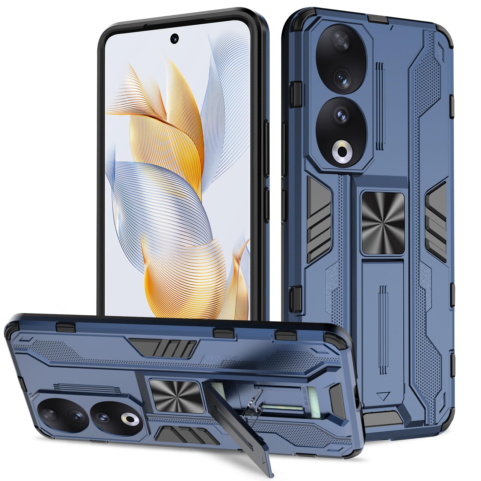 Btstring Case for Honor 90 5G, Heavy Duty Shockproof Case with Stand Protective Tough Armour Personalised Phone Cover Case - Blue — image 1