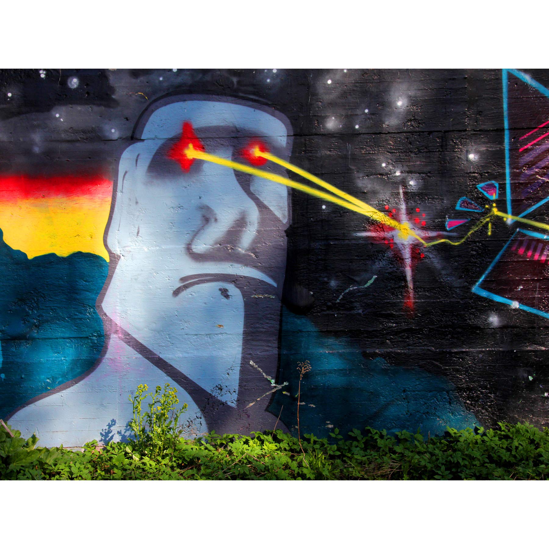 Graffiti Easter Island Head Laser Large Wall Art Print Canvas Premium Poster