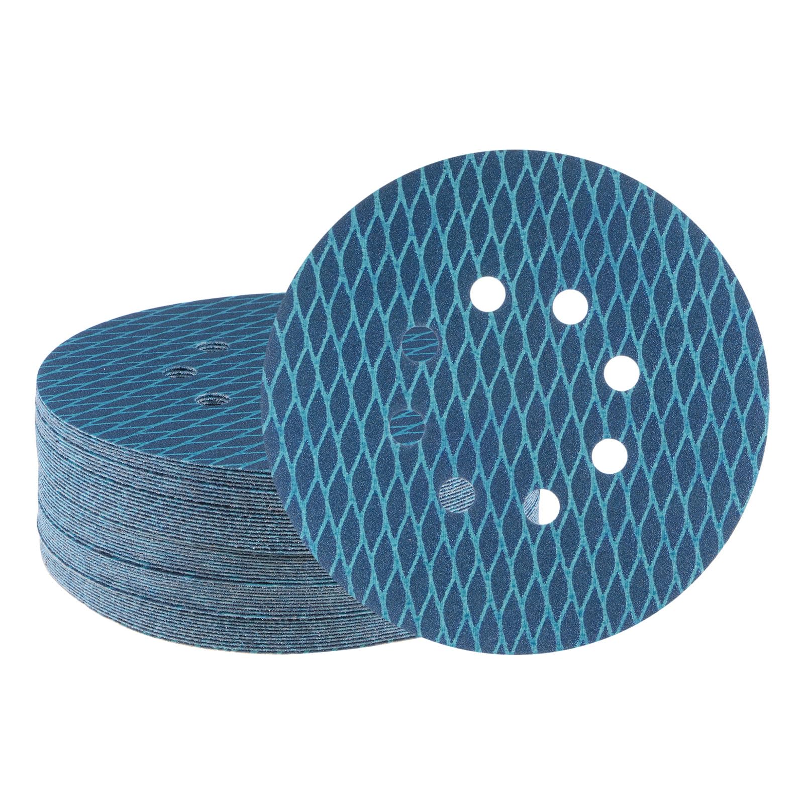 uxcell 50pcs Diamond Shape Sanding Discs 6 Inch 180 Grit Hook and Loop 8 Holes Woodworking Automotive Finishing Discs Sandpaper Pads for Random Disc Sander Orbital Sander