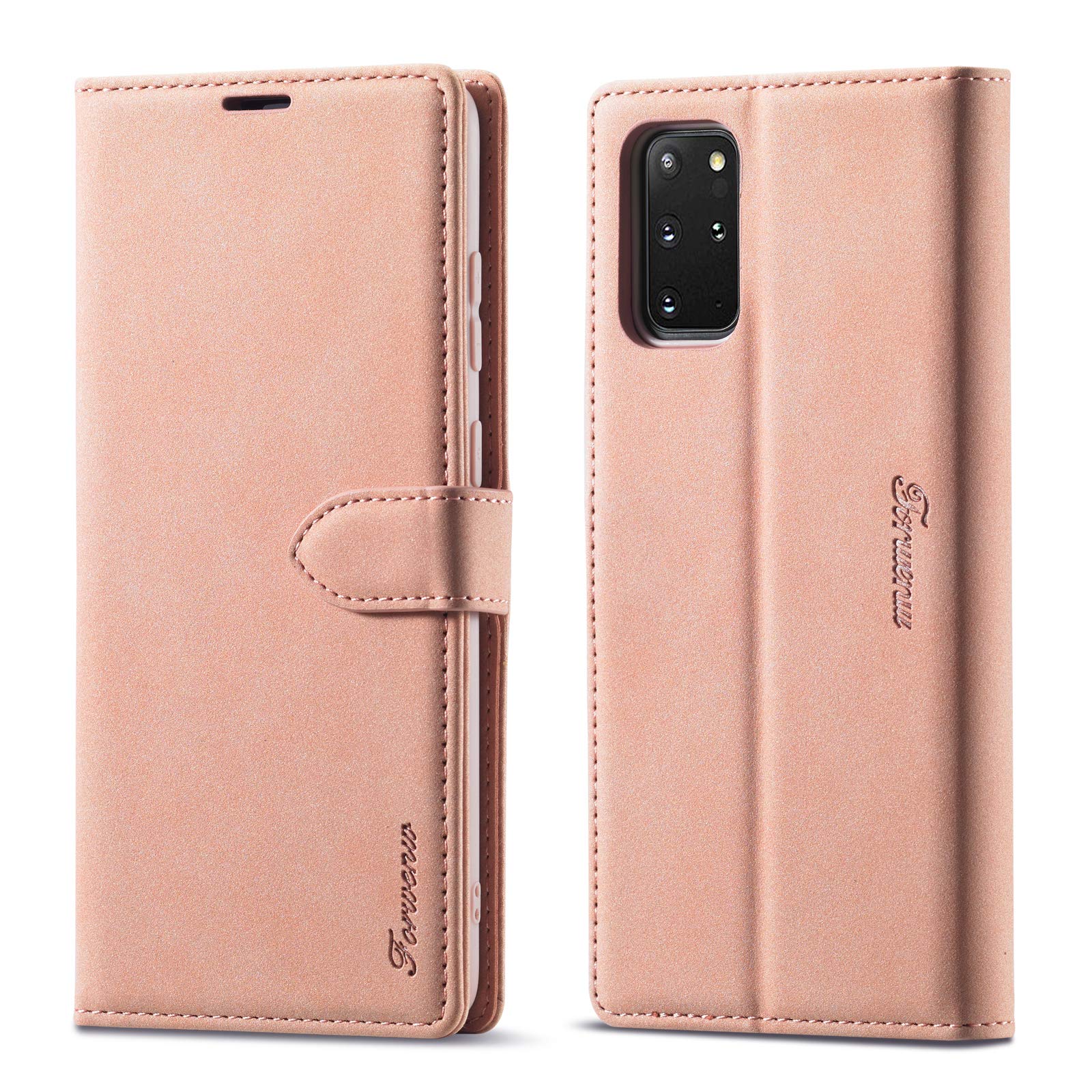 LOLFZ Wallet Case for Samsung Galaxy S20, Premium Leather Case with Card Holder Kickstand Magnetic Closure Shockproof Flip Case Cover for Samsung Galaxy S20 - Rose Gold
