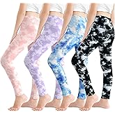 Resinta 4 Pack Girls Leggings Tights Soft Comfortable Pants for Kids Stretchy Ankle Length Athletic Yoga 6-14 Years