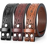 BELTROAD 3 Pack Western Belts for Men Women without Buckle Cowboy Belt for Buckle Mens Western Leaher Belt for Jeans