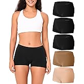 BAMBOO COOL Seamless Boyshort Underwear for Women Mid Waist Stretchy Panties Moisture Wicking Boxer Briefs 5 Pack