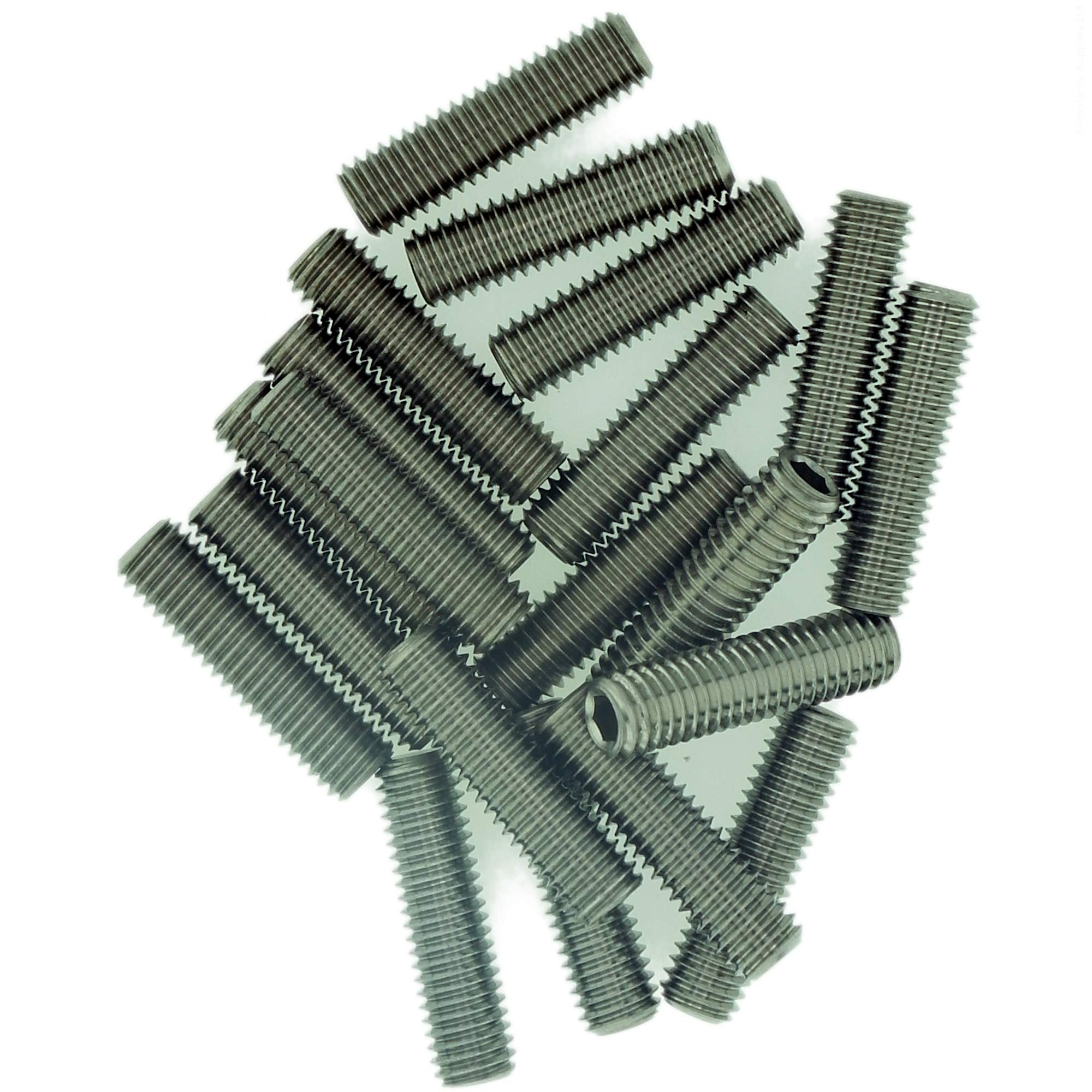 M2.5 (2.5mm x 8mm) Hex Socket Grub Screw (Flat Point) - Stainless Steel (A2) (Pack of 20)
