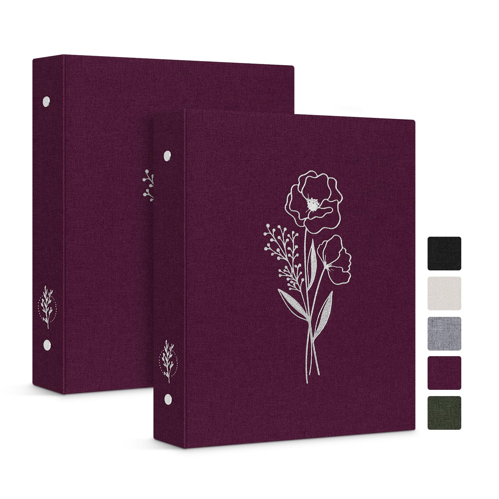 Lanpn Aesthetic A5 6 Small Ring Binder 2 Packs, Linen Cover 0.75 inch Round Rings Can Holds A5 Paper for Home Office School Journaling Collections (Purple)