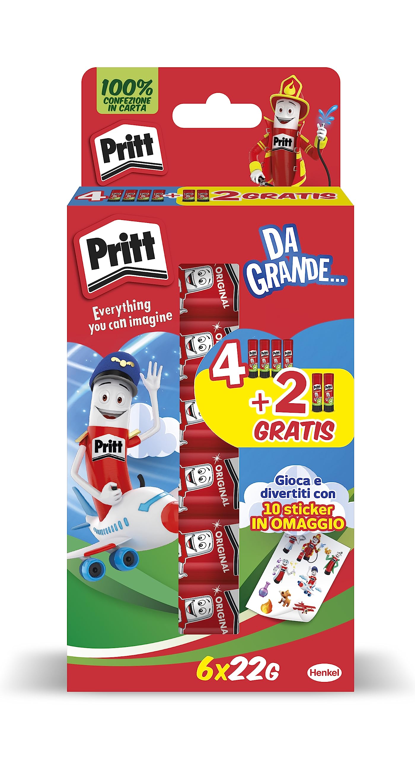 Pritt 6 x 22g Glue Stick for Kids Safe and Reliable Pritt Glue for Craft and DIY with Strong Hold for School and Office Use 6 x 22g