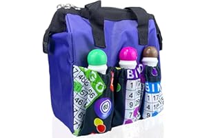 DACEFLOY Bingo Dauber Bag Bingo Bags with Pockets on Clearance Bingo Accessories for Women Carry Storage Bag Gifts for Bingo Game Lovers Tote Bag for Bingo Markers (Blue)