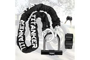Titanker Motorcycle Chain Lock, Heavy Duty Bike Chain Lock with 2 Keys, Bike Locks with 14mm Thick U Lock for Bicycles, Motorbikes, Mopeds, Scooters (3FT,4FT)(6mm Chain,12mm Chain)