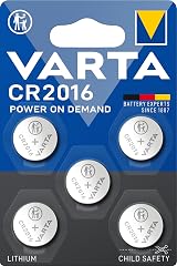 VARTA CR2016 3V Lithium Battery Pack of 5 DL2016 KCR2016 CR2016