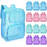 Yeyeplum 12 Pcs Mesh Backpacks Bulk 17 Inch Heavy Duty School Backpacks for Sports Travel Donation Charities(Macaron Colors)