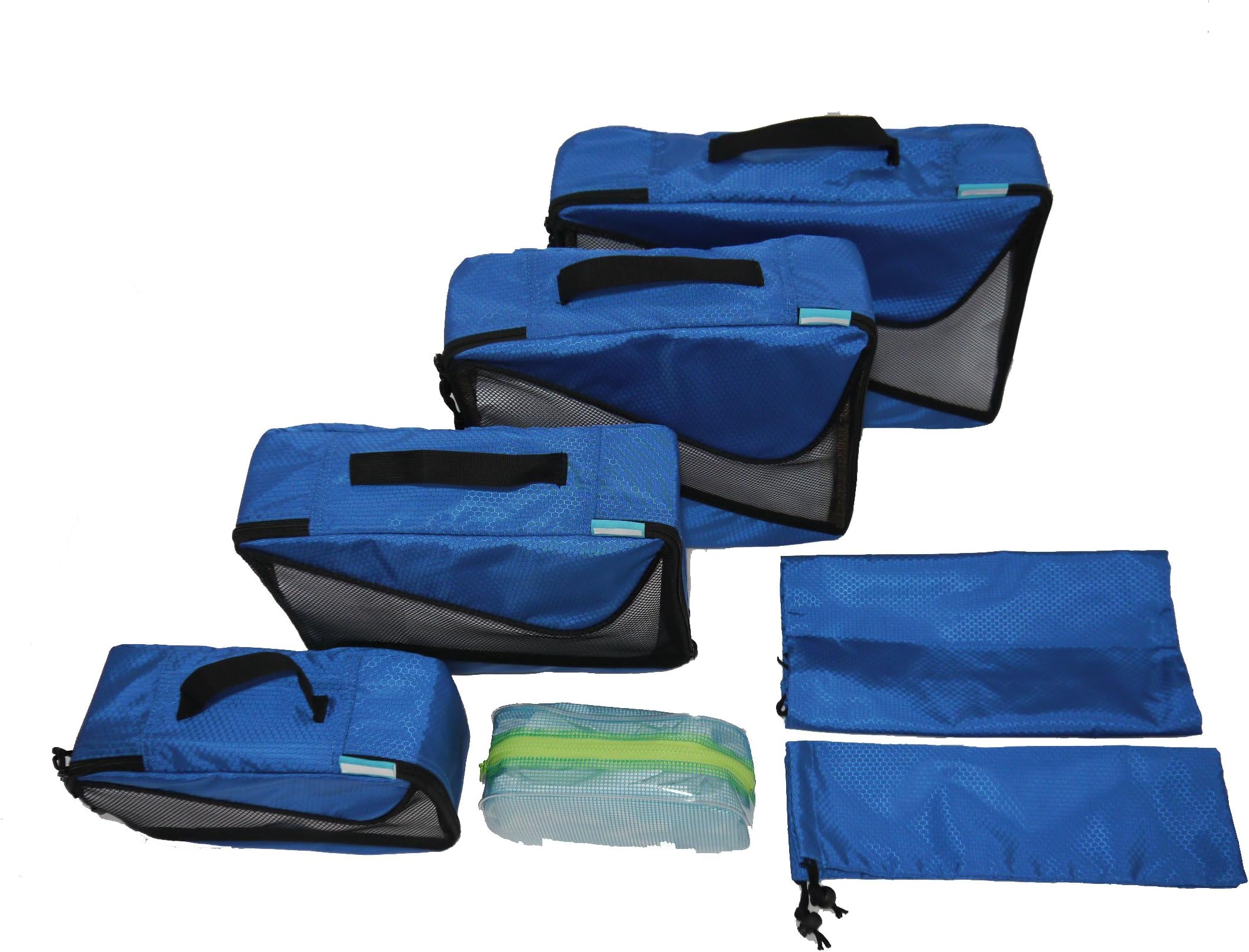 6 Pc Lightweight Packing Cube Set,Travel Luggage Organizer System ,Compression Pouches and Free Bonus -COSMETIC\SHAVING BAG , for Carry-on Luggage, Suitcase, and Backpacking
