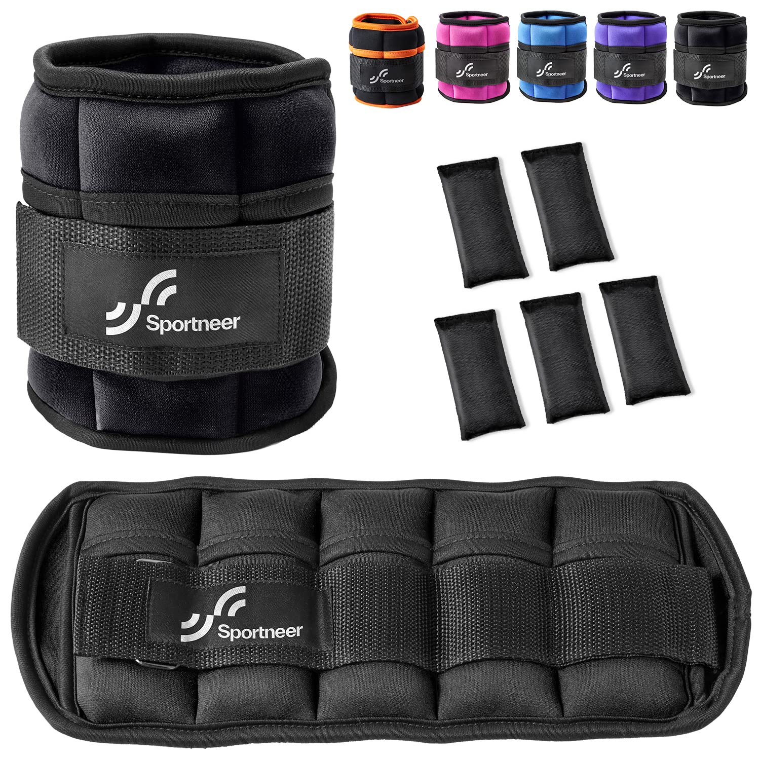 Sportneer Adjustable Weighted Arm Warmers for Feet or Wrists, 0.7-3kg Per Ankle, 1.4-6kg Per Pair