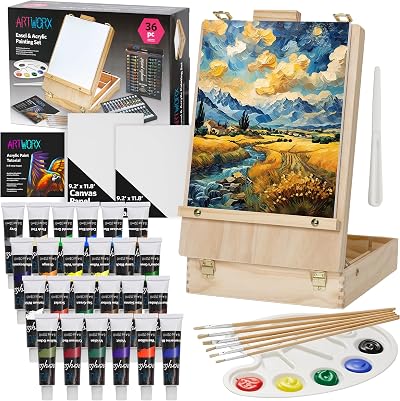 Artworx Deluxe Painting Set for Adults Box Easel Portable Table Top