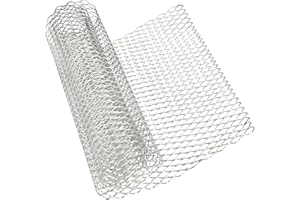 Modengzhe 40 x 13 inch Car Grill Mesh Sheet, Silver Colored Aluminum Alloy Multifunctional Grille Mesh Roll, 11 x 25 mm Hexagon-Shape Grids