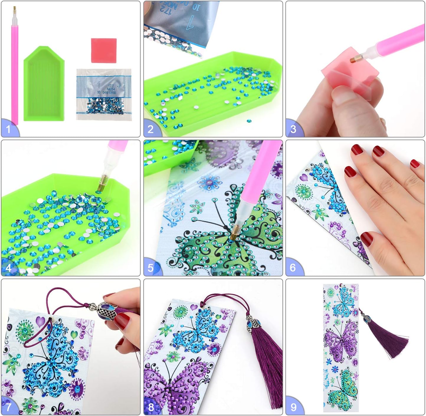 (2 Pack) VETPW DIY 5D Diamond Art Painting Bookmarks, Paint by Numbers Kit - Image 5