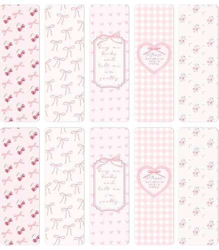 10 PCS Bow Bookmarks Set - Cute Romance Reader Gifts For Women & Book Lovers
