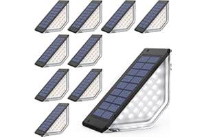 SOLPEX 10 Pack Solar Step Lights Outdoor,Solar Deck Lights for Outside,Two-Sided Stair Lights with 33 LEDs,Waterproof IP65 for Garden,Fence,Deck,Steps,Stair,Porch（Cold White）