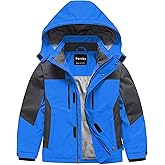 Pursky Boy's Waterproof Ski Jacket Kids Winter Snow Coats Fleece Raincoats Parka